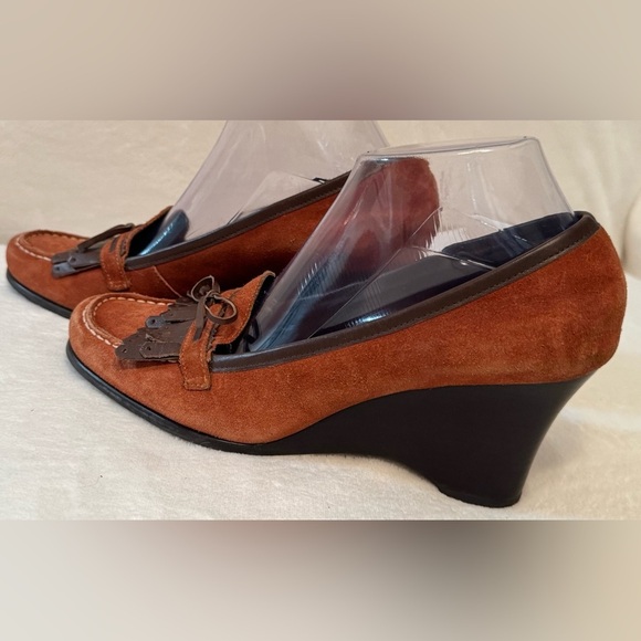 Franco Sarto Women’s Reddish Brown Suede Wedge Heels Size 9M - Picture 2 of 8